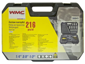 Изображение 2, WMC-38841 Набор инструментов 216 предметов слесарно-монтажный 1/4", 3/8", 1/2" DR WMC TOOLS