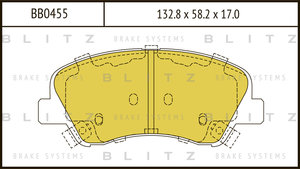 Изображение 1, BB0455 Колодки тормозные HYUNDAI Solaris (17-) KIA Rio (17-) передние (4шт.) BLITZ