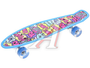 Изображение 1, УТ00021584 Скейтборд 22" (пенниборд) пластиковый (колеса с подсветкой) сине-розовый Сomics