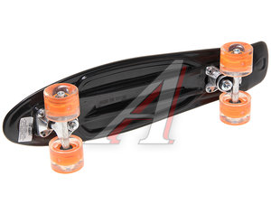 Изображение 2, УТ00021582 Скейтборд 22" (пенниборд) пластиковый (колеса с подсветкой) черно-оранжевый Wraps & Custom