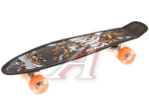 Изображение 1, УТ00021582 Скейтборд 22" (пенниборд) пластиковый (колеса с подсветкой) черно-оранжевый Wraps & Custom